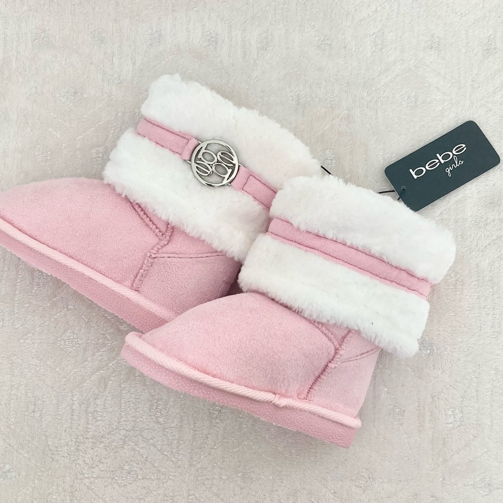 bebe Girls Pink Faux Fur Boots | Size 7 Toddler | NWT | Cozy Winter Classic